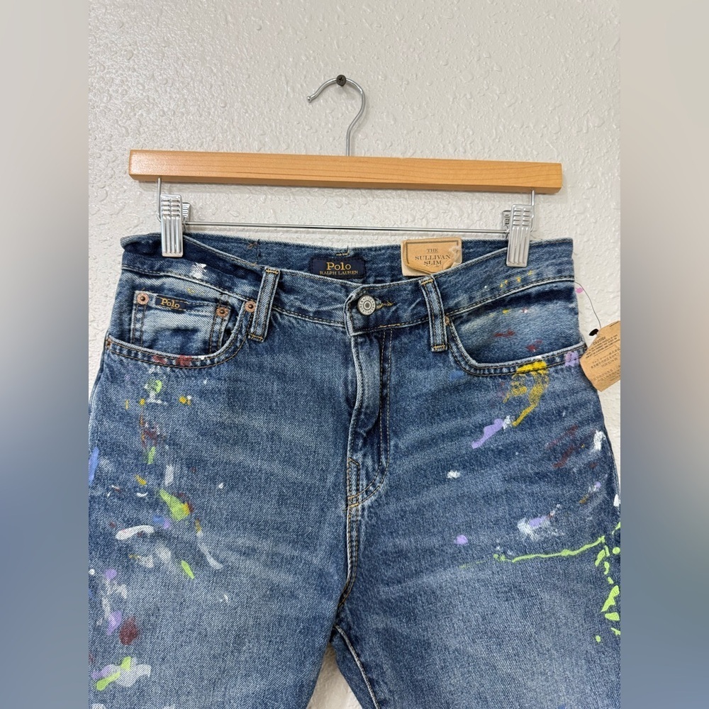 Polo Ralph Lauren Boys' Paint Splatter Sullivan Slim Denim Shorts Size 16-18 NWT - Picture 3 of 10